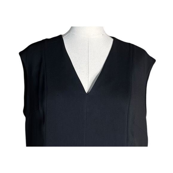 St John Black Viscose Sleeveless V Neck Fit & Flare Dress Cocktail Party Size 10 - Picture 2 of 9